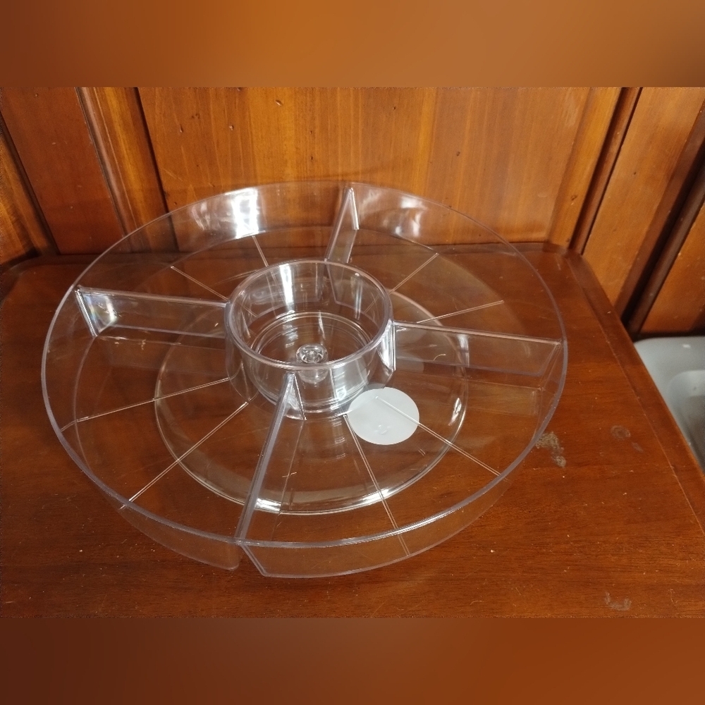 New Clear Rotating Serving Platter Organizer On Lazy Susan
